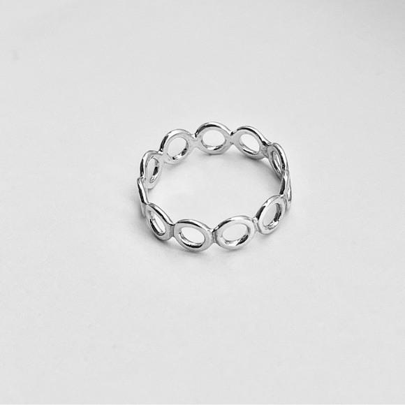 Sterling Silver Thin Small Eternity Open Circle Band, Halo Ring, Silver Rings - Picture 3 of 12